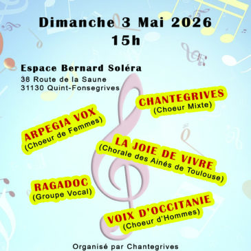 CONCERT Ragadoc – Festival « chantons ensemble » Quint-Fonsegrives – 3 mai 2026